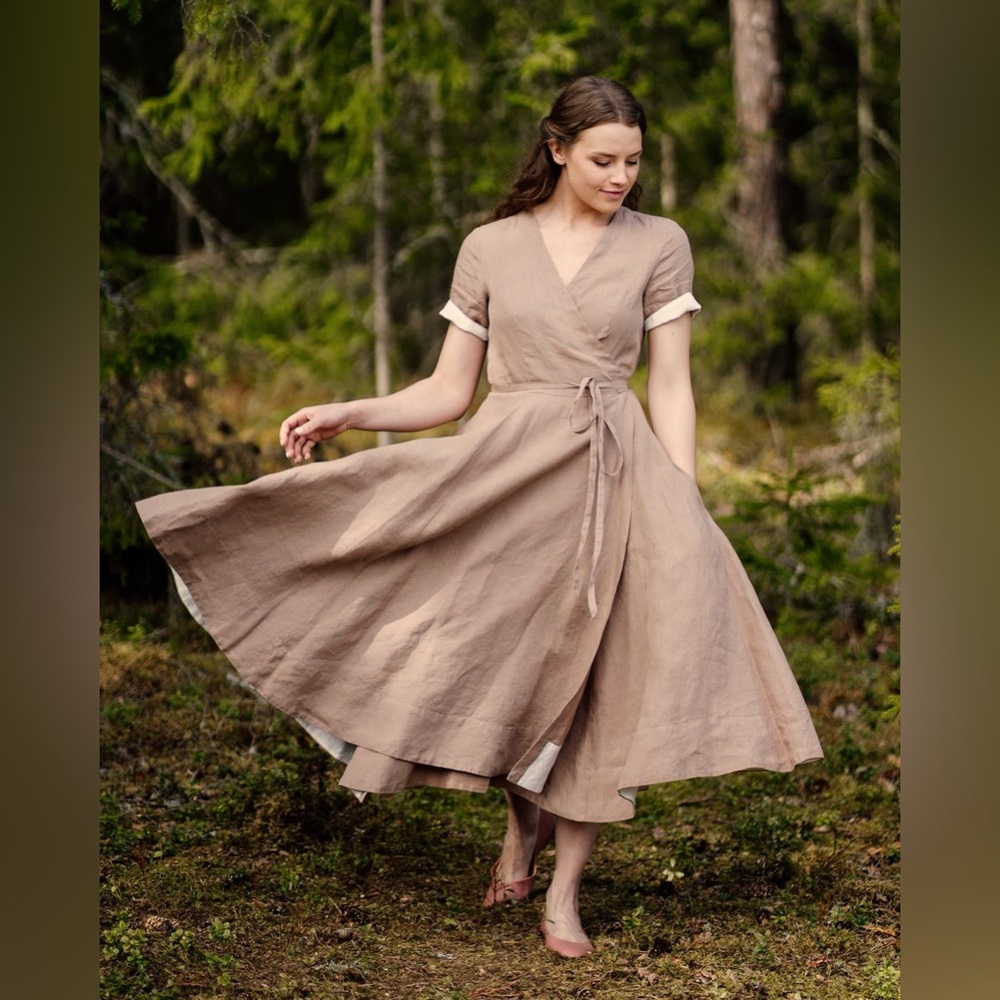 Son de Flor beige wrap dress (medium)